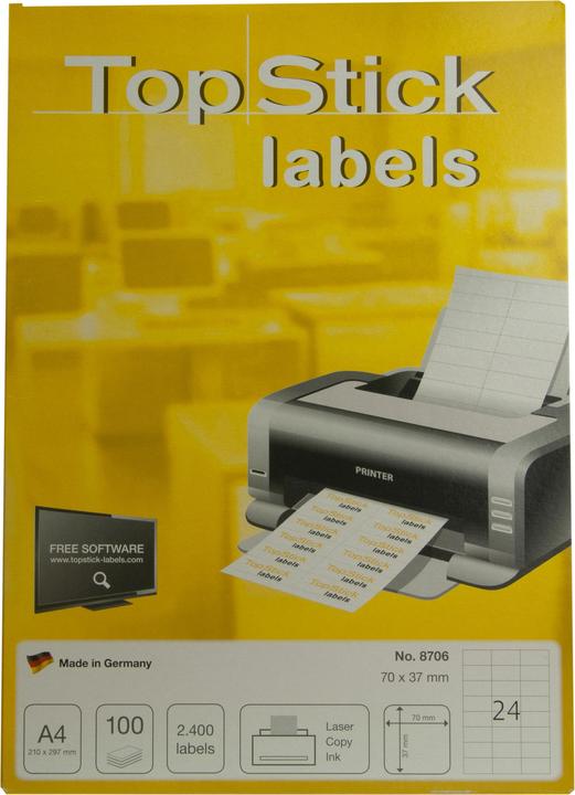Actual product image TopStick TOP STICK universal labels, 70 x 37 mm, white, 100 sheets