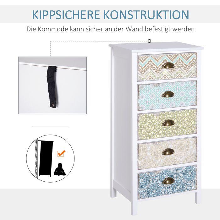 Produktbild Swisshandel24 Schubladenkommode, Modern-Design, 5 Schubladen, 46cmx34cmx97,5cm, Bunt