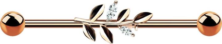 Produktbild Star Piercing Barbell rosegold mit Olivenblatt (Messing, Chirurgenstahl 316L)