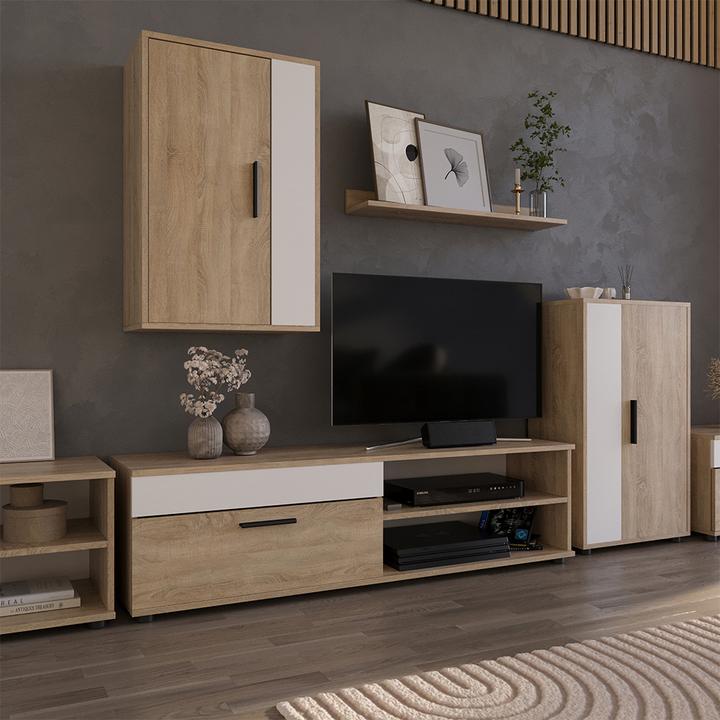 Produktbild Vichy Lowboard & Regal Berno, Sonoma/Weiss, mit 1 Klappe