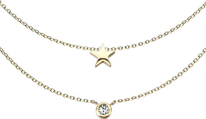 Star Piercing Kette vergoldet Anhänger Kristall und Stern (ohne Messing, Chirurgenstahl 316L)