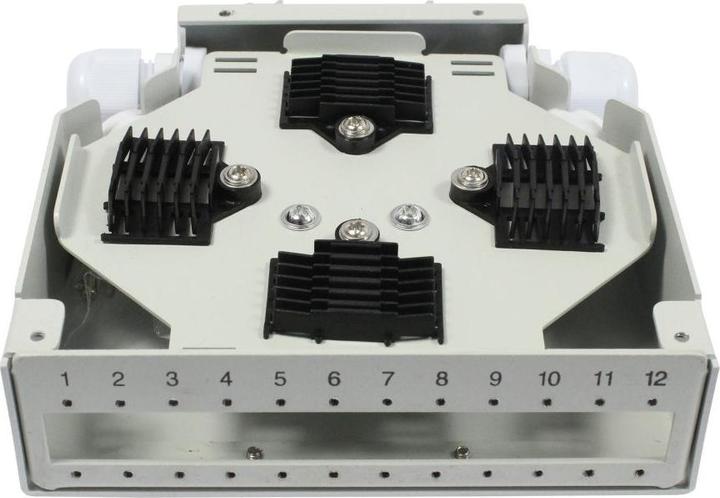 Produktbild Synergy 21 LWL-Patchpanel für Hutschiene(DIN), 12xLC-Duplex/SC-Simplex-Buchsen, ohne Kupplungen, Lichtgrau, Syn
