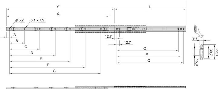 Actual product image Schroff Universal 1 U telescopic rail - TELESK.SCH.UNIV.1HE 711T (2X)