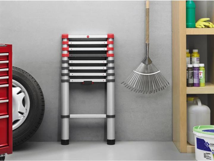 Productafbeelding Hailo FlexLine, aluminium veiligheidstelescopische ladder, 9 sporten (Enkele ladder, 264 cm)