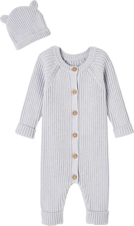 Actual product image Vertbaudet Baby-Set: gerippter Strickoverall & Mütze mit Ohren (50)