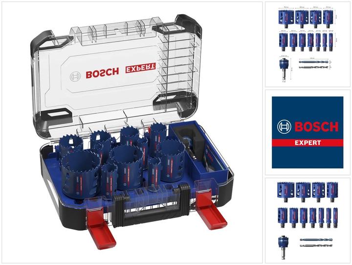 Produktbild Bosch Professional Zubehör EXPERT Tough Material Lochsäge-Set, 20/22/25/32/35/40/44/51/60/68/76 mm, 14-tlg. (44 Millimeter, 60 Millimeter, 32Millimeter, 51 Millimeter, 68 Millimeter, 25 Millimeter, 22 Millimeter, 35 Millimeter, 40 Millimeter, 76 Millimeter, 20 Millimeter)
