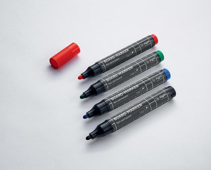 Produktbild Sigel Non-permanent Marker 4 Stück, Schwarz/Blau/Grün/Rot (Grün, Rot, Schwarz, Blau, 3 mm, 4 x)