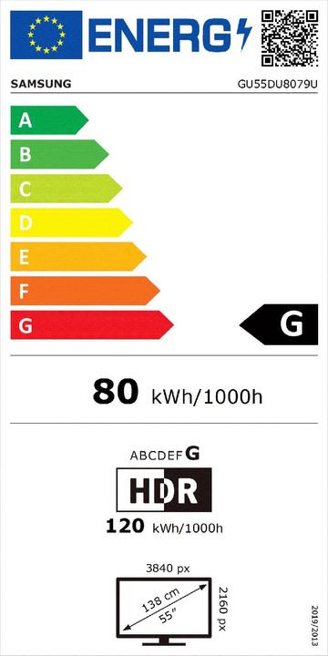 Etichetta energetica Samsung GU55DU8079U (55", DU8079, LED, 4K, 2024)