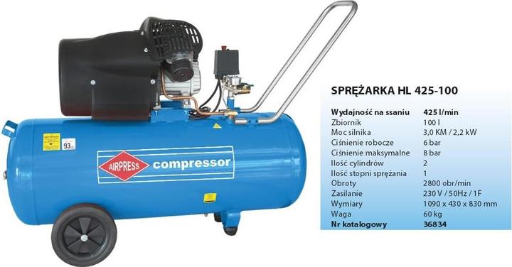 Actual product image Airpress HL 425-100V (8 bar, 100 l)