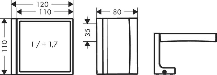 Produktbild hansgrohe AXOR Universal Rectangular Rasierspiegel, Vergrösserung 1,7-fach, neigbar, Rahmen Metall
