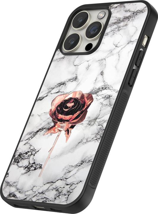 Produktbild PhoneLook Hülle Silikon schwarz Marble Rose Gold (Apple iPhone 14 Pro)