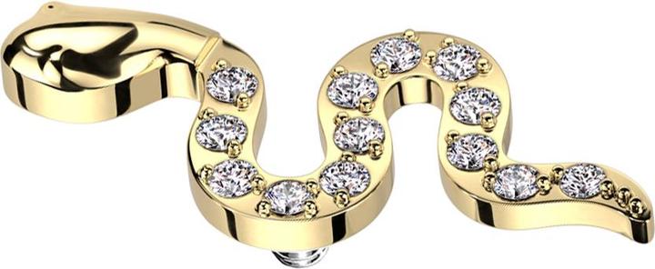 Star Piercing Dermal Anchor Schlange vergoldet Kristalle silber (ohne Messing, Titan G23)