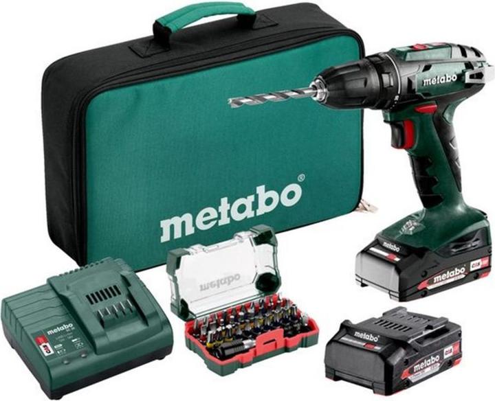 1 x Werkzeugtasche, 1 x Gürtelhaken, 1 x Schnellspannbohrfutter, 1 x Bit-Box SP (32-teilig), 1 x Ladegerät SC 30, 2 x LiPOWER Akkupacks (18 V/2.0 Ah)