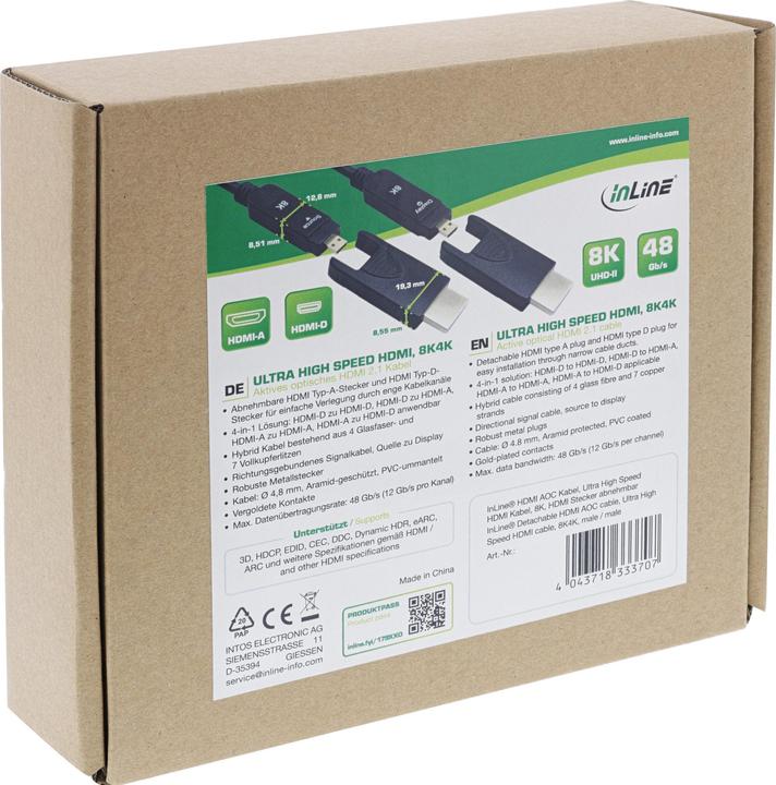 Immagine prodotto InLine Cavo HDMI AOC, cavo HDMI ad altissima velocità, 8K4K, nero, 10m (10 m, HDMI)