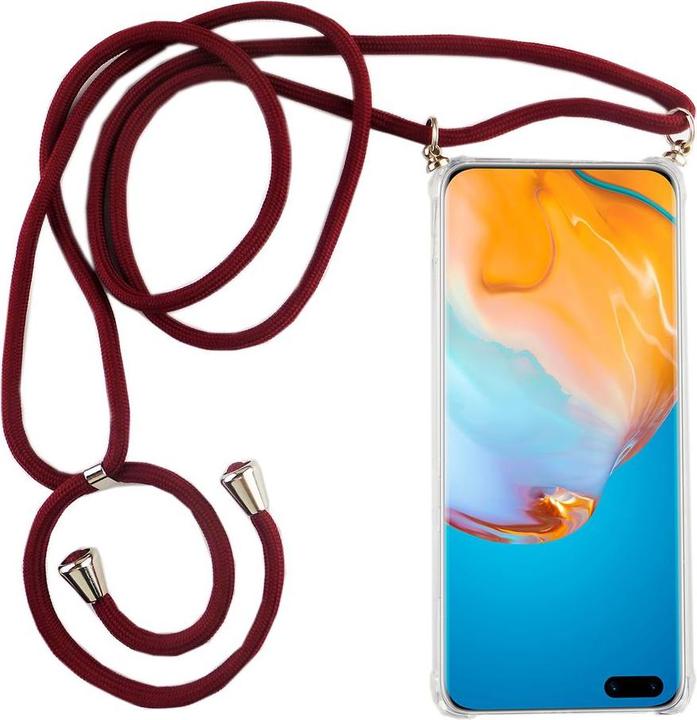 Produktbild König Design Huawei P40 Lite Handykette Hülle mit Band Case zum umhängen mit Kordel Etui Rot