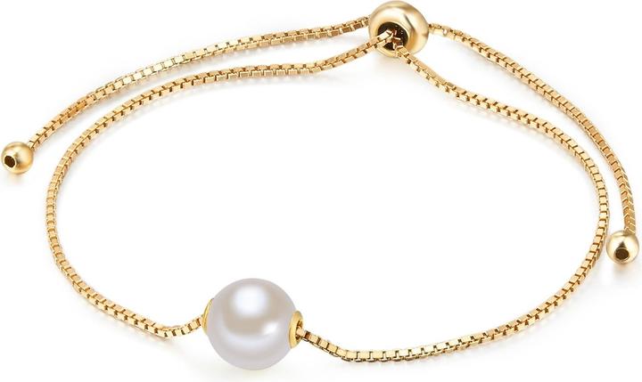 Immagine prodotto Valero Pearls Donna Argento 925 Perle d'acqua dolce coltivate Oro giallo 14,0 - 22,0 cm, flessibile e regolabile (22 cm, Argento)