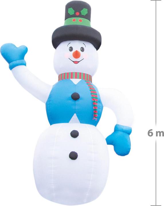 Infactory Selbstaufblasender XXL-Schneemann mit LED-Innenbeleuchtung, 6 m, IP44