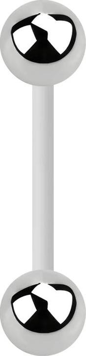 Produktbild Star Piercing Micro Banane weiss mit zwei Kugeln silber (ohne Messing, Bioflex, Chirurgenstahl 316L)