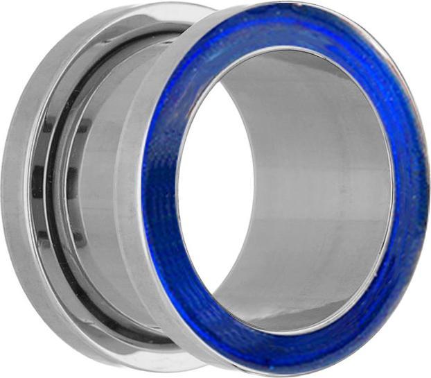 Produktbild Star Piercing Flesh Tunnel silber mit Epoxy blau (Chirurgenstahl 316L, ohne Messing)