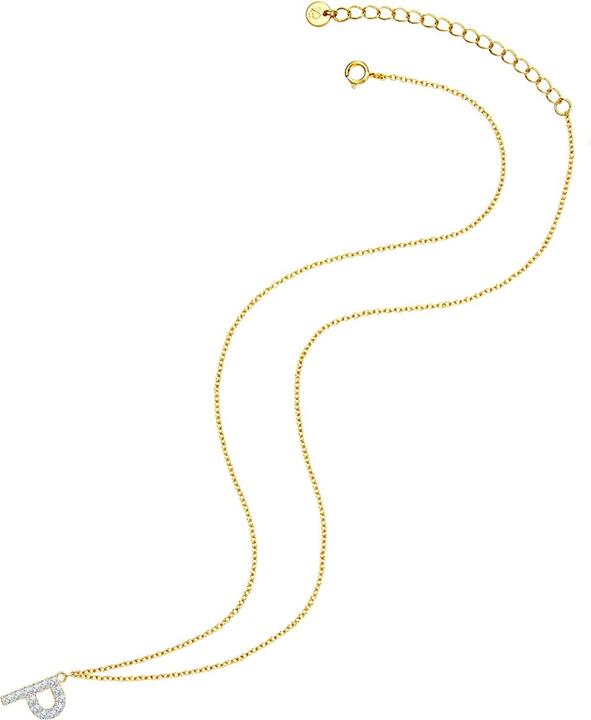 Immagine prodotto Glanzstücke München Catena da donna con lettera P in argento sterling e zirconi in oro giallo 45,0 cm di base + 5,0 cm (Argento, 40 - 45 cm)