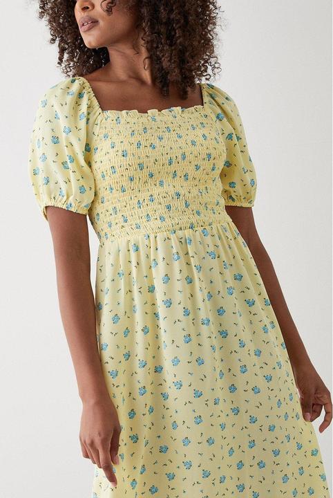 Actual product image Dorothy Perkins Womens/Ladies Ditsy Print Shirred Midi Dress (34 D)