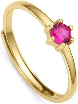 Actual product image Viceroy Graceful Gold Plated Ring with Fuchsia Zirconia Clasica 9115A01 - Circuit: 53 mm (53)