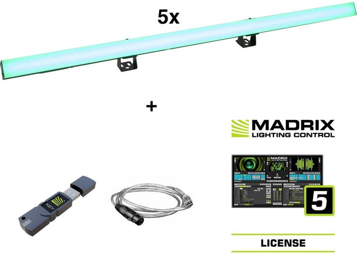 Image du produit Eurolite Set 5x LED PR-100/32 Pixel DMX Rail + logiciel Madrix