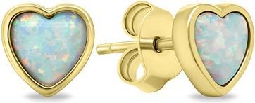 Brilio Silver - Delicate gold-plated earrings Hearts with synthetic opals EA610Y