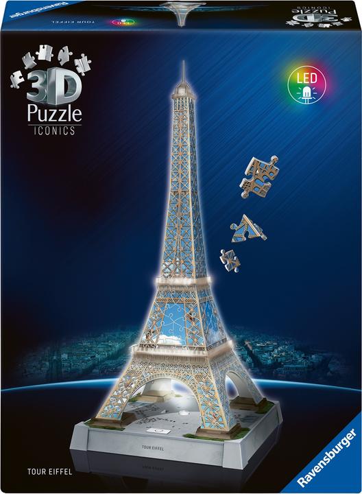 Productafbeelding Ravensburger 3D Puzzle 216 Teile - Iconics: Eiffelturm - mit Licht (216 onderdelen)