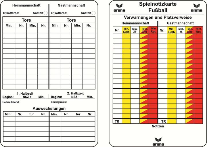 Actual product image Erima Match notecards football