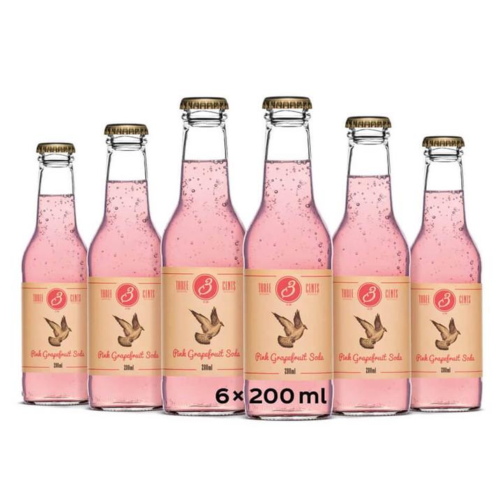 Actual product image Three Cents Pink grapefruit soda (6 x 20 cl)