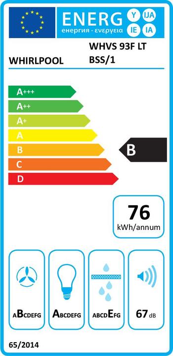 Energy Label Whirlpool OCK WERTYKALNY WHVS 93F LT BSS/1 (Wall hood)