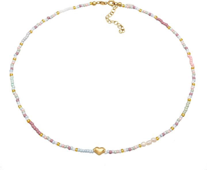 Produktbild Elli Herz, Multi-Color, Perlenkette (Süsswasserzuchtperlen, No stone, 925 Sterling Silber vergoldet, Glas, Plastik, 36 cm)