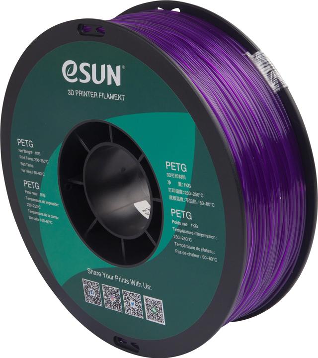 Immagine prodotto eSUN Filamento trasparente viola PETG 1,75mm 1Kg (PETG, 1.75 mm, 1000 g, Viola)