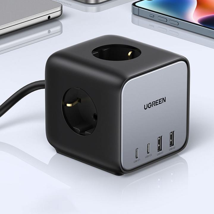 Actual product image Ugreen Cube CD268 (3 x, CEE 7/4, USB-A, USB-C, 1.80 m)