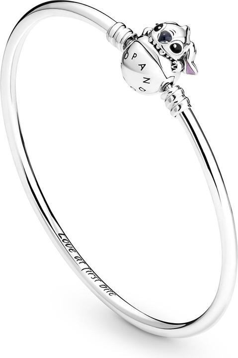 Actual product image Pandora Disney Stitch Biting Clasp Bangle (19 cm, Silver 925, Enamel)