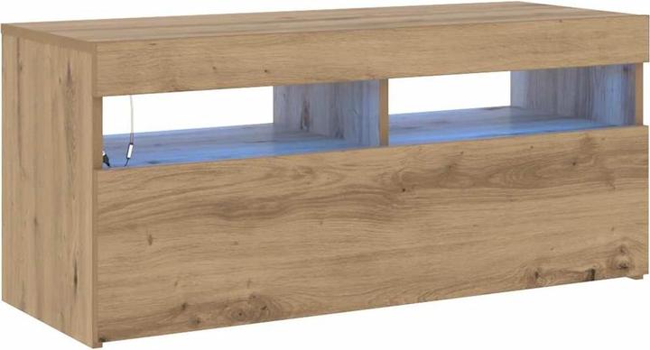 Actual product image VidaXL TV Schrank Lowboard Fernsehschrank Fernsehtisch mit LED Artisan-Eiche (90 x 35 x 40 cm)