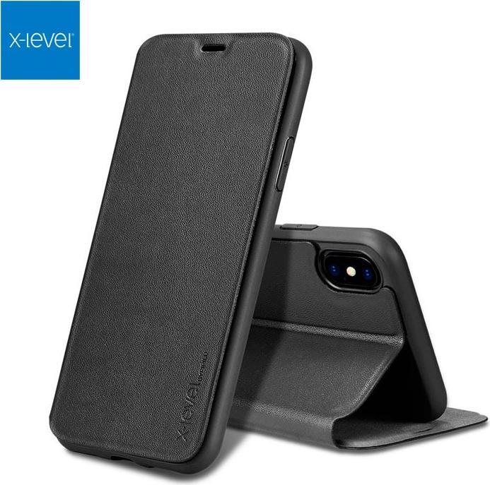 Actual product image X-Level Samsung Galaxy S21 Plus - FIBColor Flip Etui, Kunstleder, 360° Rundumschutz, Schwarz (Samsung Galaxy S21+)