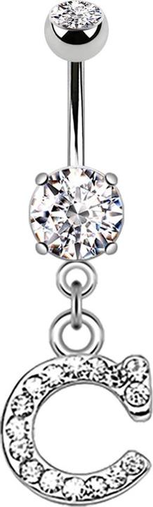 Immagine prodotto Star Piercing Banana in argento con ciondolo in cristallo lettera C (Ottone, Acciaio chirurgico 316L)