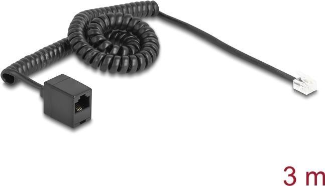 Produktbild Delock Telefonkabel / Spiralkabel RJ11 Stecker zu RJ45 Buchs