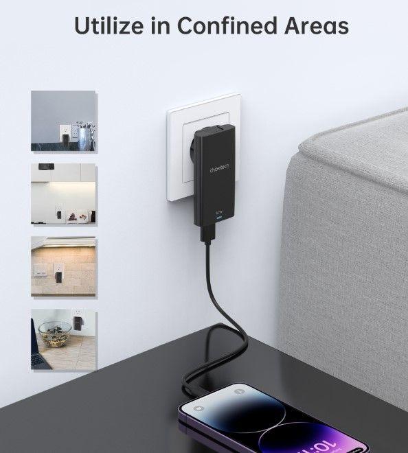 Productafbeelding Choetech USB-C en USB-A GaN snelle oplader (65 W)