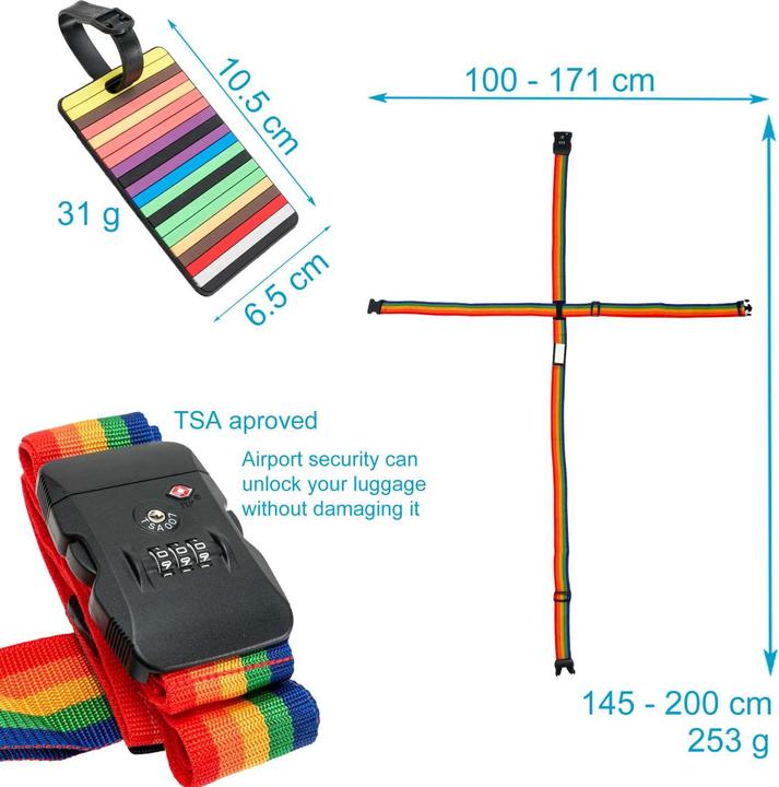 Actual product image Intirilife Luggage for luggage with TSA combination lock and name tag (Case strap)