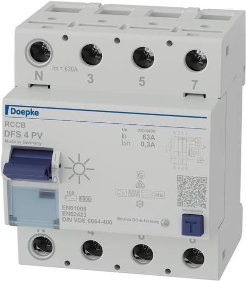 Produktbild Doepke DFS4 063-4/0,30-PV FI-Schutzschalter 4p 63 A 0.3 A 09146804