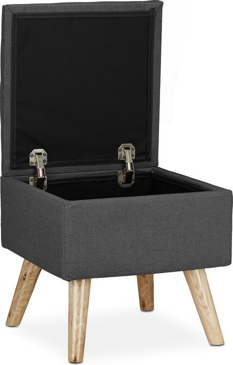 Actual product image Relaxdays Storage Ottoman, Faux Linen Cover