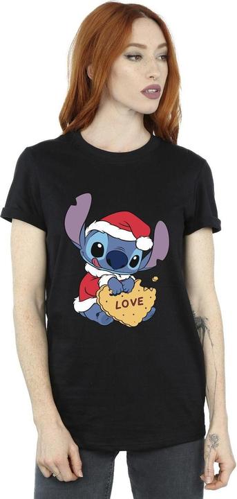 Disney Lilo And Stitch Christmas Love Biscuit TShirt (M)