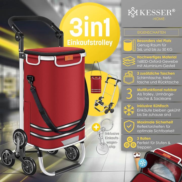 Image du produit Kesser Einkaufstrolley Treppensteiger mit Kühlfach (56L)