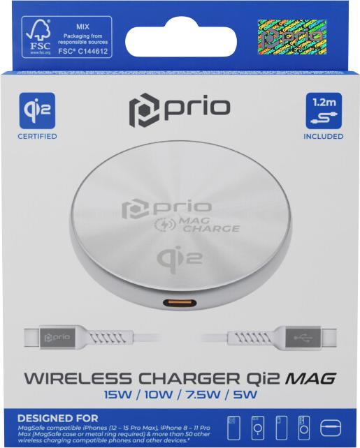 Produktbild prio Magnetisches kabelloses Ladegerät MAG (USB C) silber (15 W)