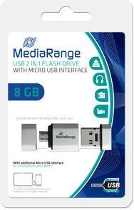Actual product image MediaRange USB Nano Memory Stick with Micro USB Adapter (8 GB, USB-A, Micro USB-A)
