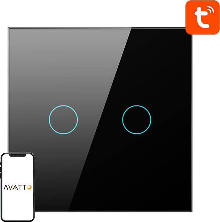 Avatto Interruttore intelligente ZigBee UE02-EU-B2 a 2 vie TUYA (nero)