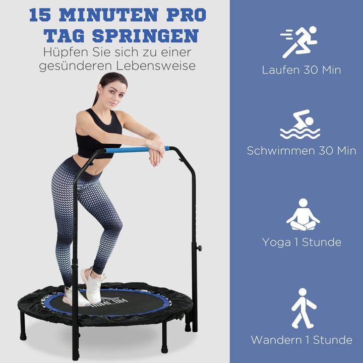 Actual product image Homcom Fitness-Trampolin Stahl, Kunststoff Schwarz+Blau (102 cm)